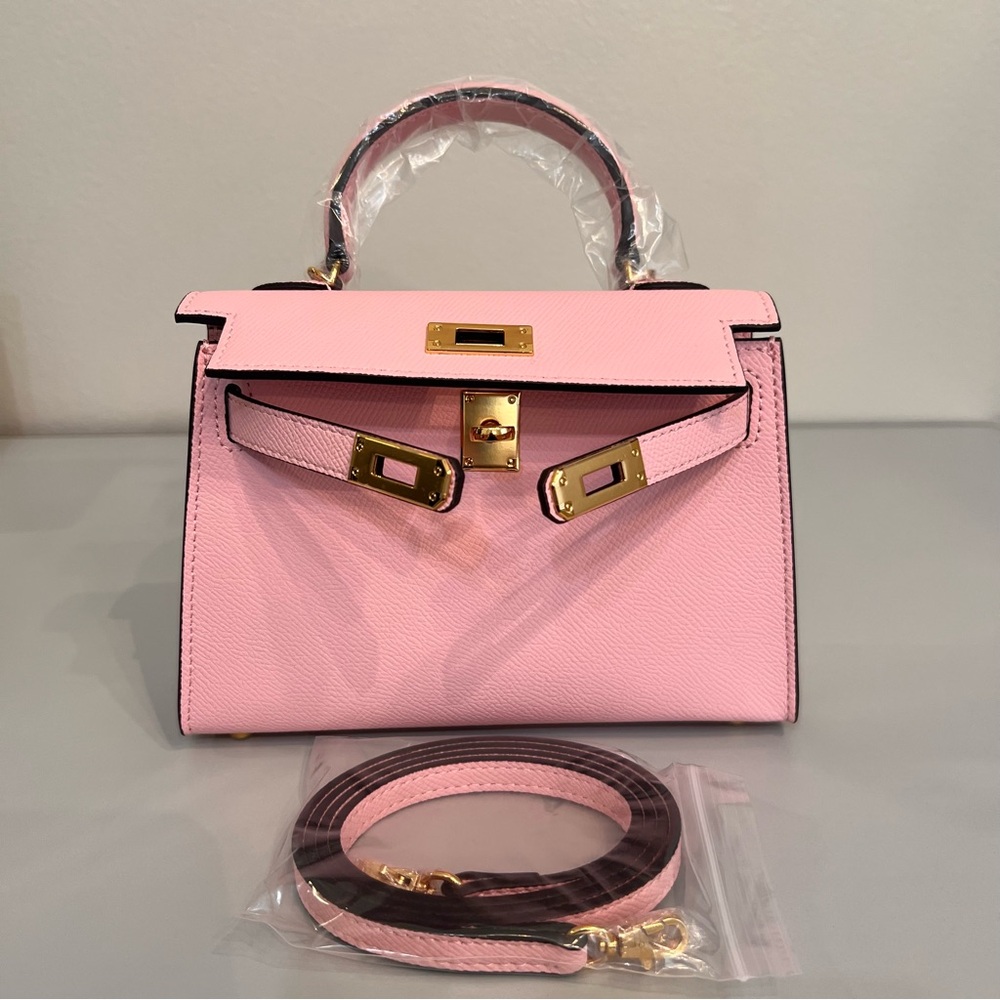 19cm Epsom Leather mini handbag with shoulder strap, Gold hardware